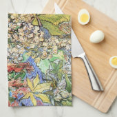 Blühende Kastanienzweige von Vincent van Gogh Geschirrtuch (Viertel Falte)
