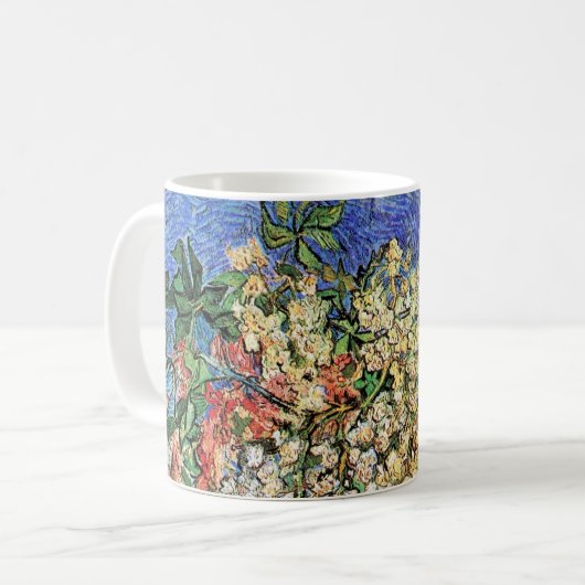 Blühende Kastanienzweige von Vincent van Gogh Kaffeetasse (Vorderseite Links)