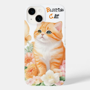 Blühende Katze: Elegantes Orange und Weiß im Blut Case-Mate iPhone 14 Hülle