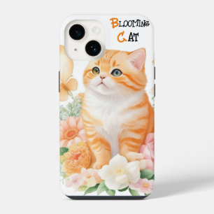 Blühende Katze: Elegantes Orange und Weiß in Blüte iPhone 14 Hülle