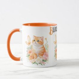 "Blühende Katze: Orangefarbenes und weißes Blossom Tasse