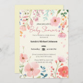 Blühende Kinderdusche Einladung (Vorne/Hinten)