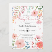 Blühende Kinderdusche Einladung (Vorne/Hinten)