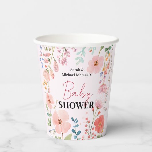 Blühende Kinderdusche Pappbecher (Rückseite)