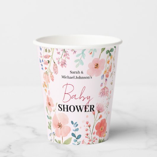 Blühende Kinderdusche Pappbecher (Vorderseite)