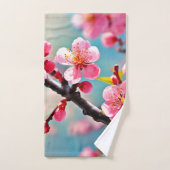 Blühende Kirschblüten im Frühling Badhandtuch Set (Handtuch)
