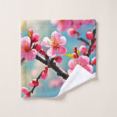 Blühende Kirschblüten im Frühling Badhandtuch Set (Waschlappen)