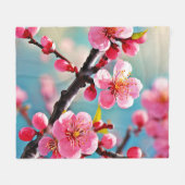 Blühende Kirschblüten im Frühling Fleecedecke (Vorderseite (Horizontal))