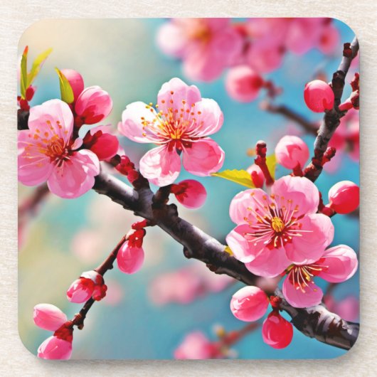 Blühende Kirschblüten im Frühling Getränkeuntersetzer (Vorderseite)