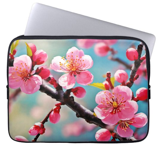 Blühende Kirschblüten im Frühling Laptopschutzhülle (Vorderseite)