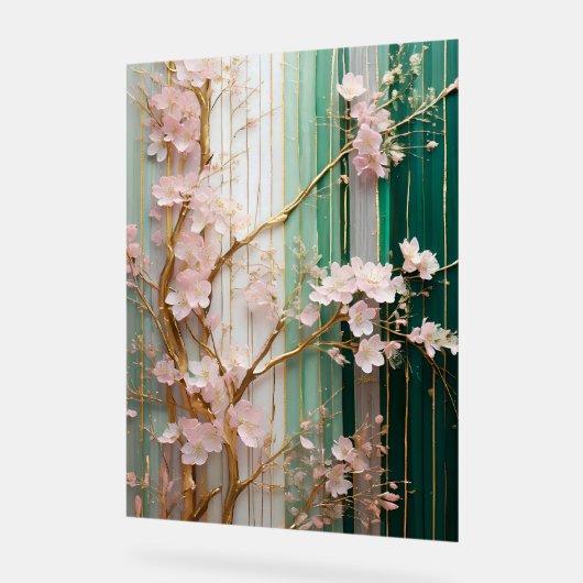 Blühende Kirschblütenmauer Acrylschild (Winkel)