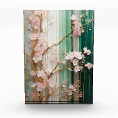 Blühende Kirschblütenmauer Fotoblock (Vorderseite)