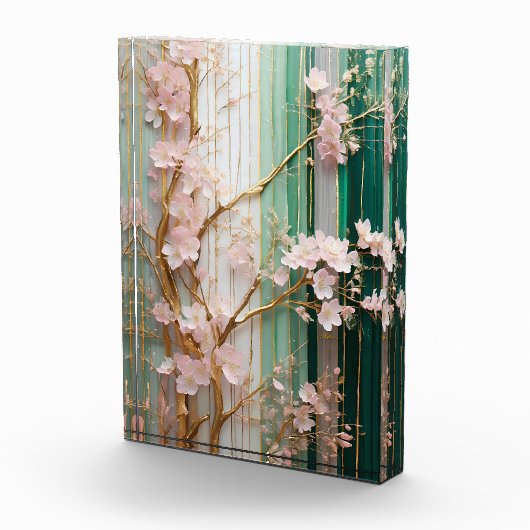 Blühende Kirschblütenmauer Fotoblock (Rechts)