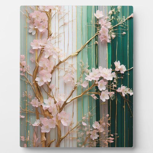 Blühende Kirschblütenmauer Fotoplatte (Vorderseite)