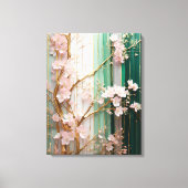 Blühende Kirschblütenmauer Leinwanddruck (Vorderseite)