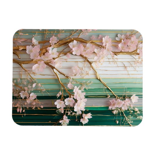 Blühende Kirschblütenmauer Magnet (Horizontal)