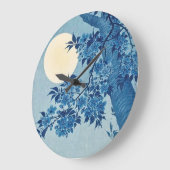 Blühende Kirsche an einer mondbeleuchteten Nacht - Große Wanduhr (Winkel)