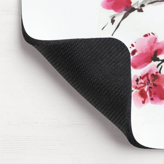 Blühende Kirsche. Frühling. Tinte und Bürste. Mousepad (Ecke)