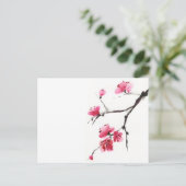 Blühende Kirsche. Frühling. Tinte und Bürste. Postkarte (Stehend Vorderseite)