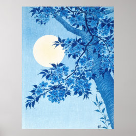 Blühende Kirsche Moonlit Night Ohara Koson Blue18 Poster
