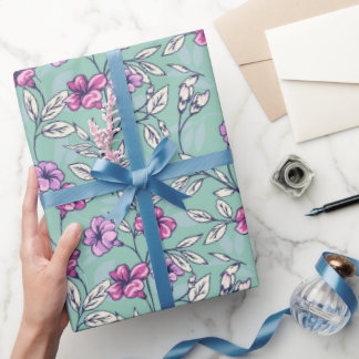 Blühende künstlerische abstrakte Zweige mit düster Geschenkpapier