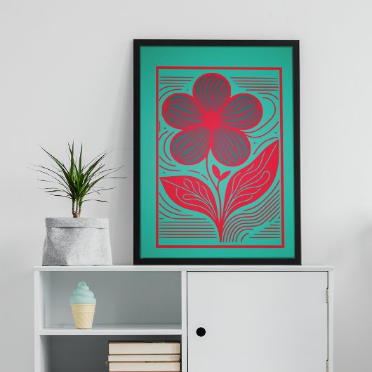 Blühende Laune: Retro-Blume Poster