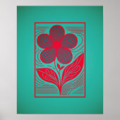 Blühende Laune: Retro-Blume Poster (Vorne)