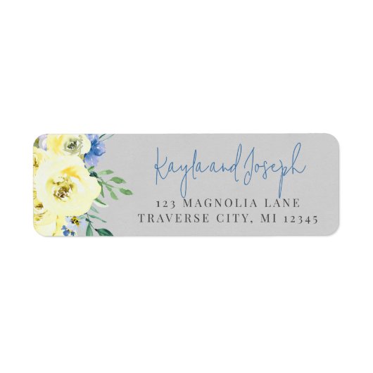 Blühende Liebe Blau-Gelbe Rücksendeadresse (Vorne)
