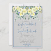 Blühende Liebe Blauer Gelber Frühling Sommerhochze Einladung (Vorderseite)
