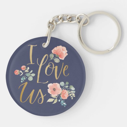 Blühende Liebe des Freuden-Blau-| I wir Schlüsselanhänger (Rückseite)
