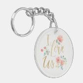 Blühende Liebe des Freuden-Weiß-| I wir Schlüsselanhänger (Vorderseite links)