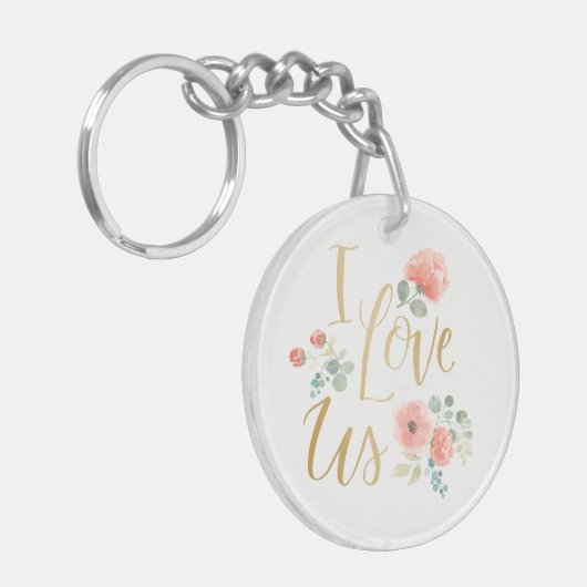 Blühende Liebe des Freuden-Weiß-| I wir Schlüsselanhänger (Vorderseite links)