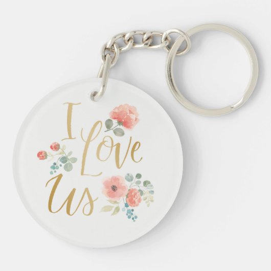 Blühende Liebe des Freuden-Weiß-| I wir Schlüsselanhänger (Rückseite)