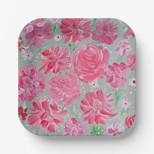 Blühende Liebe Florale Papierplatten Pappteller (Vorderseite)
