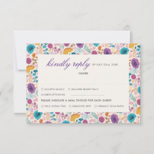 Blühende Liebe Florale Romantische Pink Lila Hochz RSVP Karte