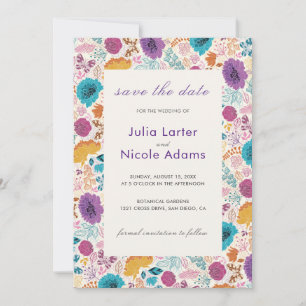 Blühende Liebe Florale Romantische Pink Lila Hochz Save The Date