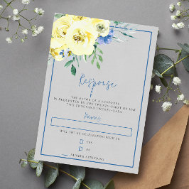 Blühende Liebe Gelb und Blau RSVP Karte