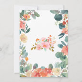 Blühende Liebe: Green & Coral Baby Shower Einladung (Rückseite)