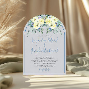 Blühende Liebe Hochzeit des blauen, gelben Blumens Einladung