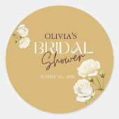 Blühende Liebe mit weißem RosenBrautparty Runder Aufkleber (Vorderseite)