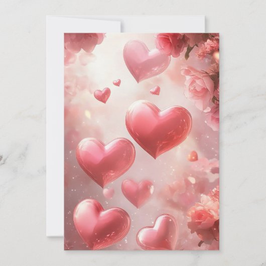 Blühende Liebe: Rosenherz-Hochzeit Einladung (Vorderseite)