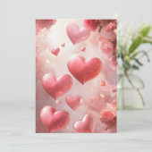 Blühende Liebe: Rosenherz-Hochzeit Einladung (Stehend Vorderseite)