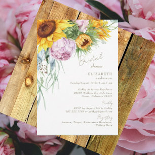 Blühende Liebe Sonnenblumen Peonies Brautparty Einladung