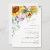 Blühende Liebe Sonnenblumen Peonies Brautparty Einladung (Vorderseite)