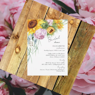Blühende Liebe Sonnenblumen Peonies Brautparty II Einladung