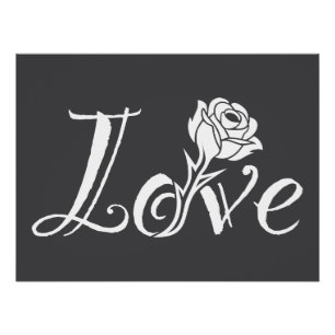 Blühende Liebe: Typografie mit floraler Drehung Poster
