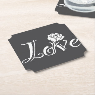 Blühende Liebe: Typografie mit floraler Drehung Untersetzer