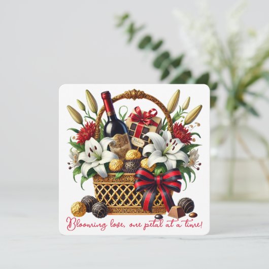 Blühende Liebe - Valentinskarte Dankeskarte (Stehend Vorderseite)