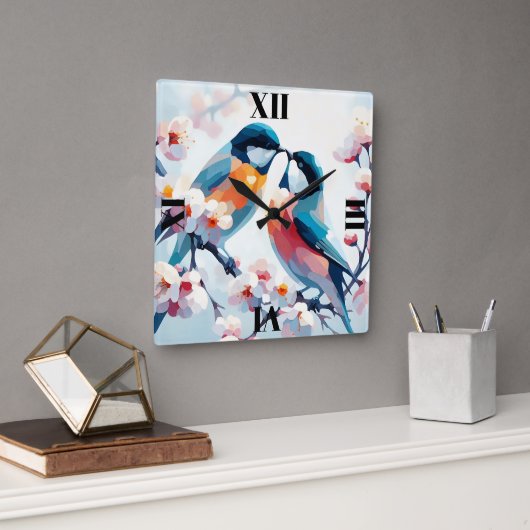 Blühende Lieblinge Quadratische Wanduhr (Büro)