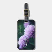 Blühende Lila Scallionzwiebel Personalisiert Gepäckanhänger (Vorderseite vertikal)